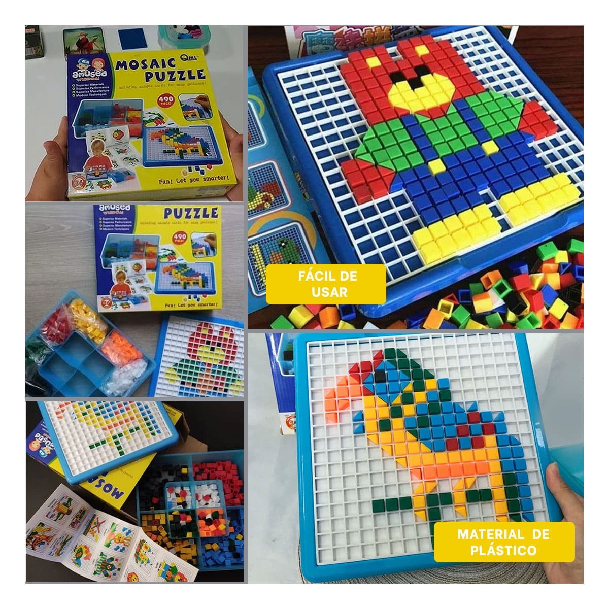 MOSAICO EDUCATIVO 490 PIEZAS MULTICOLOR PARA APRENDIZAJE Y DIVERSION YLIGAS REGALO - 5