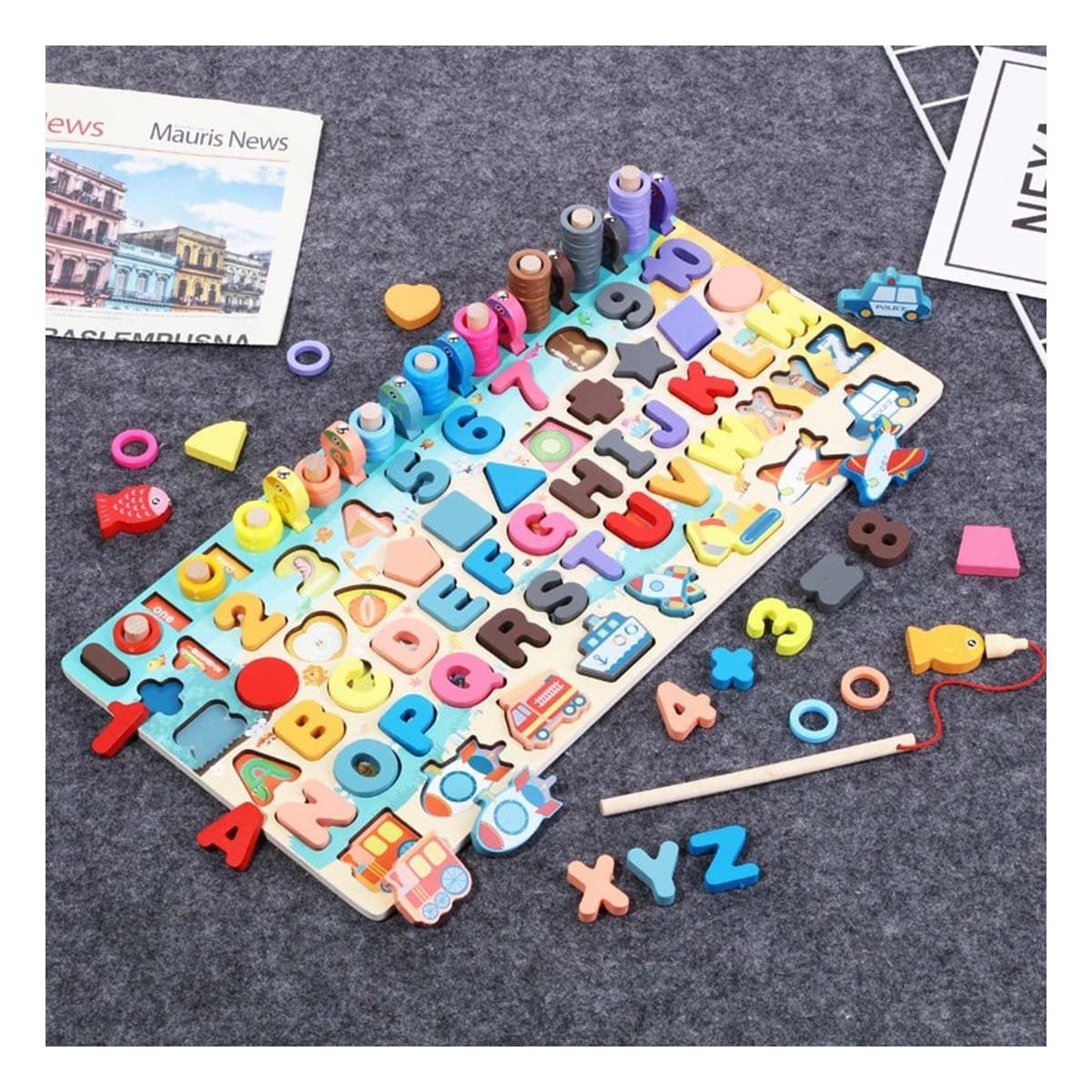 KIT EDUCATIVO DE PESCA CON PIEZAS MULTICOLOR PARA APRENDIZAJE INFANTIL YREGALO STICKER - 2
