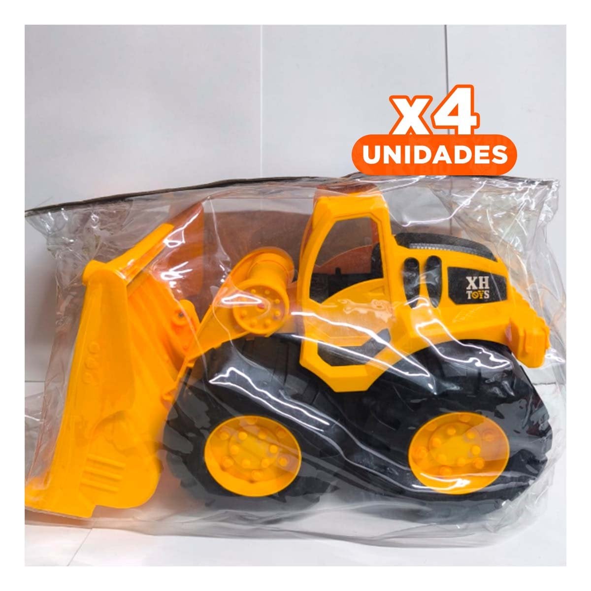 PACK4 MAQUINARIA AMARILLA BRAZO DELANTERO 19,5X32CM PARA NINOS - 1