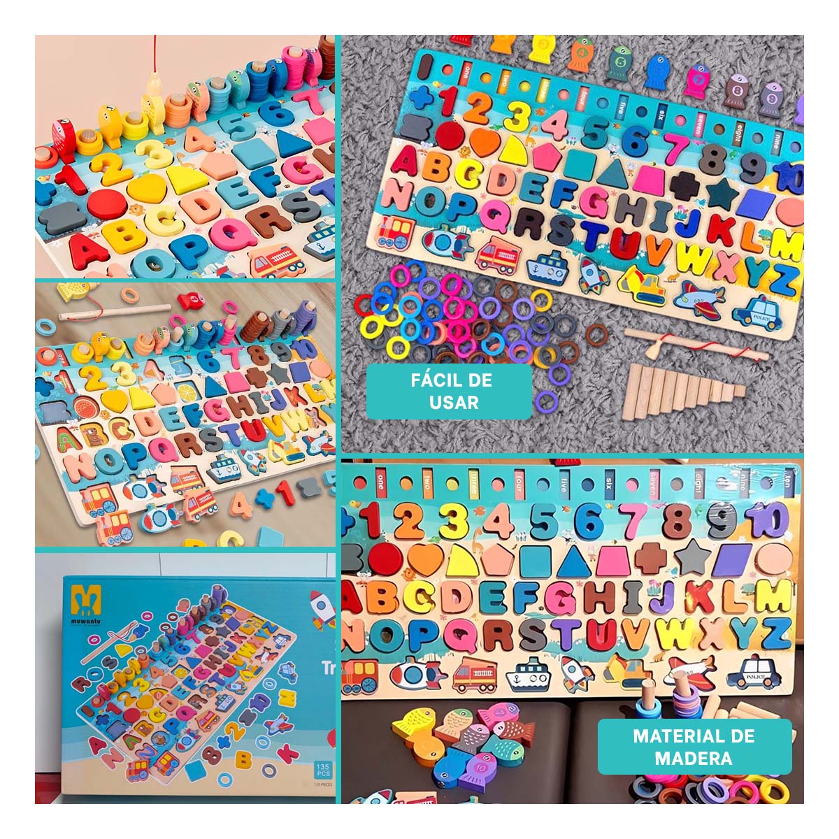 PACK4 MATERIAL DIDACTICO DE PESCA CON CONTENIDO EDUCATIVO VARIADO YREGALO STICKER - 2