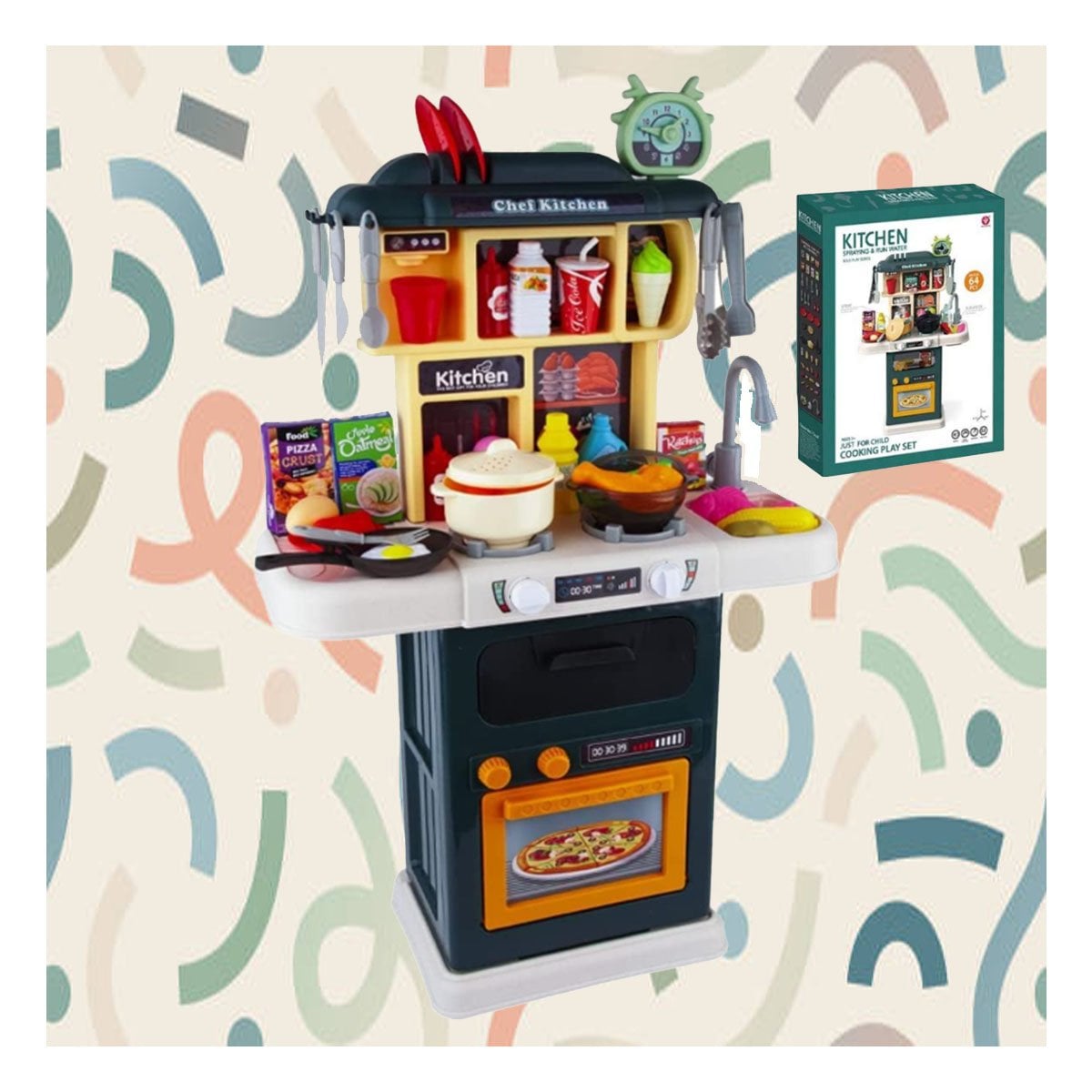 SET DE COCINA PARA NINOS 64 PZS VERDE CON CHORRO REAL YLIGAS REGALO - 2