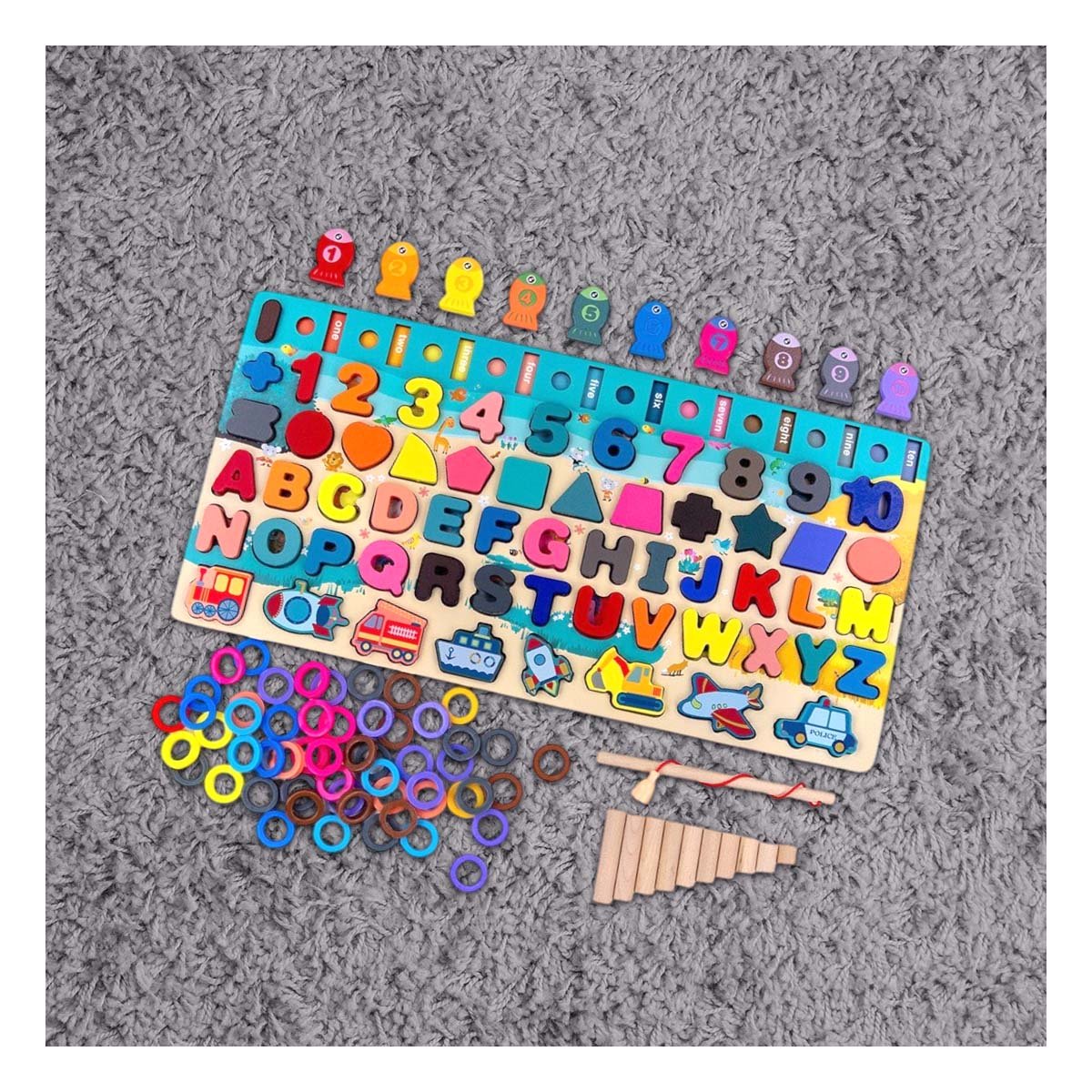 KIT EDUCATIVO INFANTIL DE PESCA CON NUMEROS Y FORMAS PARA APRENDIZAJE YSTICKY - 2