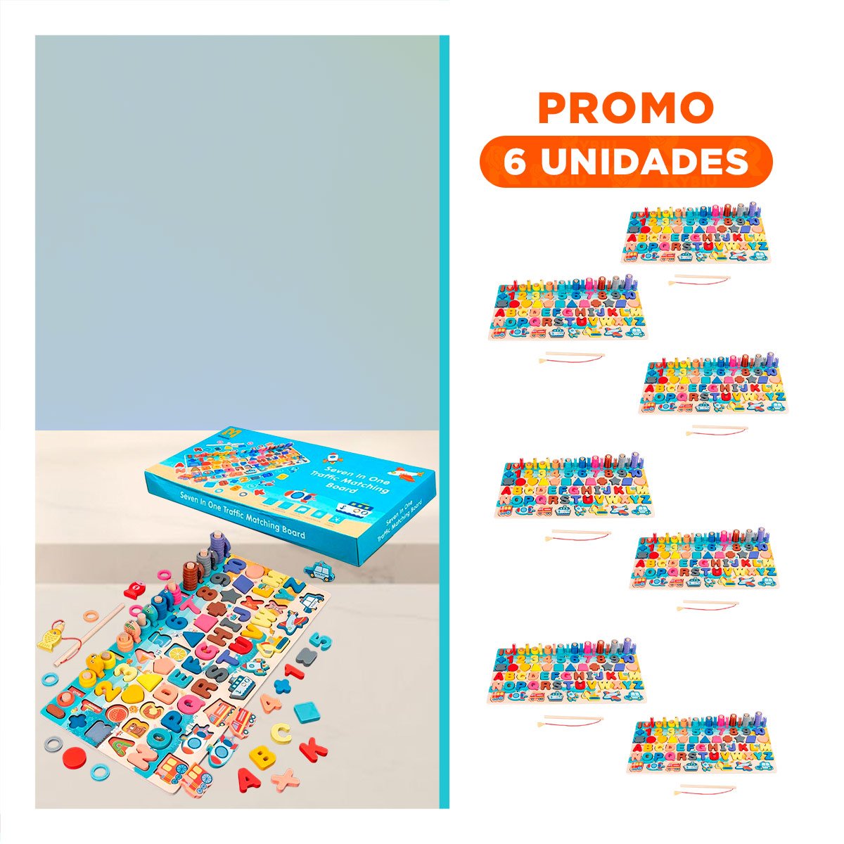 PACK6 JUGUETE DIDACTICO DE PESCA MULTICOLOR CON NUMEROS FORMAS Y ABECEDARIO - 1