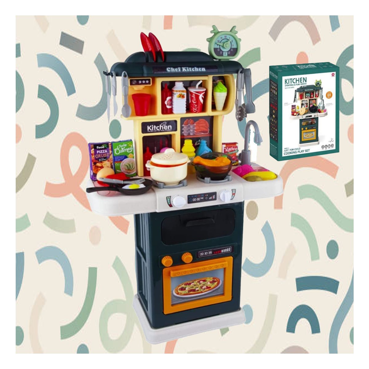PACK2 ESPACIO DE JUEGO DE COCINA 64 PZS VERDE PARA NINOS CREATIVOS YREGALO STICKER - 5