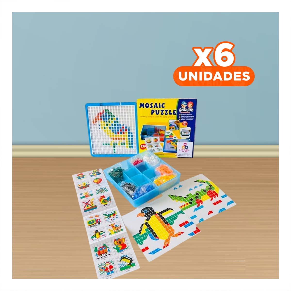 PACK6 ACTIVIDAD DIDACTICA 490 PIEZAS MULTICOLOR PARA DESARROLLO MENTAL YREGALO STICKER - 1