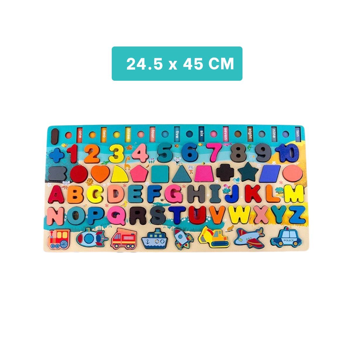 KIT DIDACTICO DE PESCA MULTICOLOR CON NUMEROS FORMAS Y ABECEDARIO YPAPEL REGALO - 4