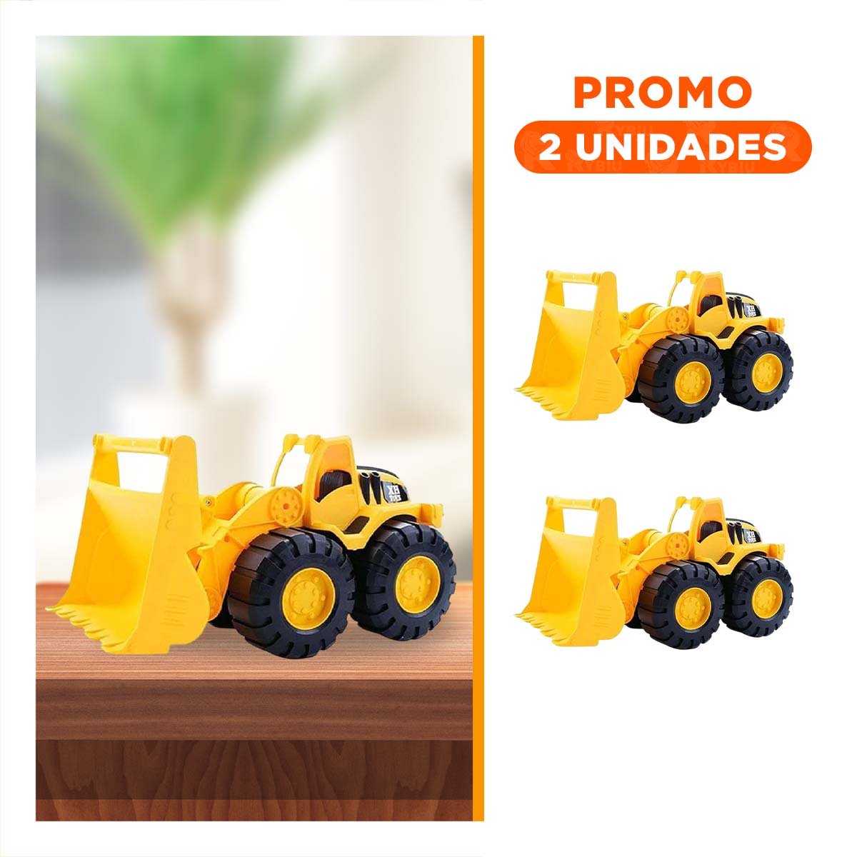 PACK2 MAQUINARIA DE CONSTRUCCION BRAZO DELANTERO 19,5X32CM AMARILLO INFANTIL - 1