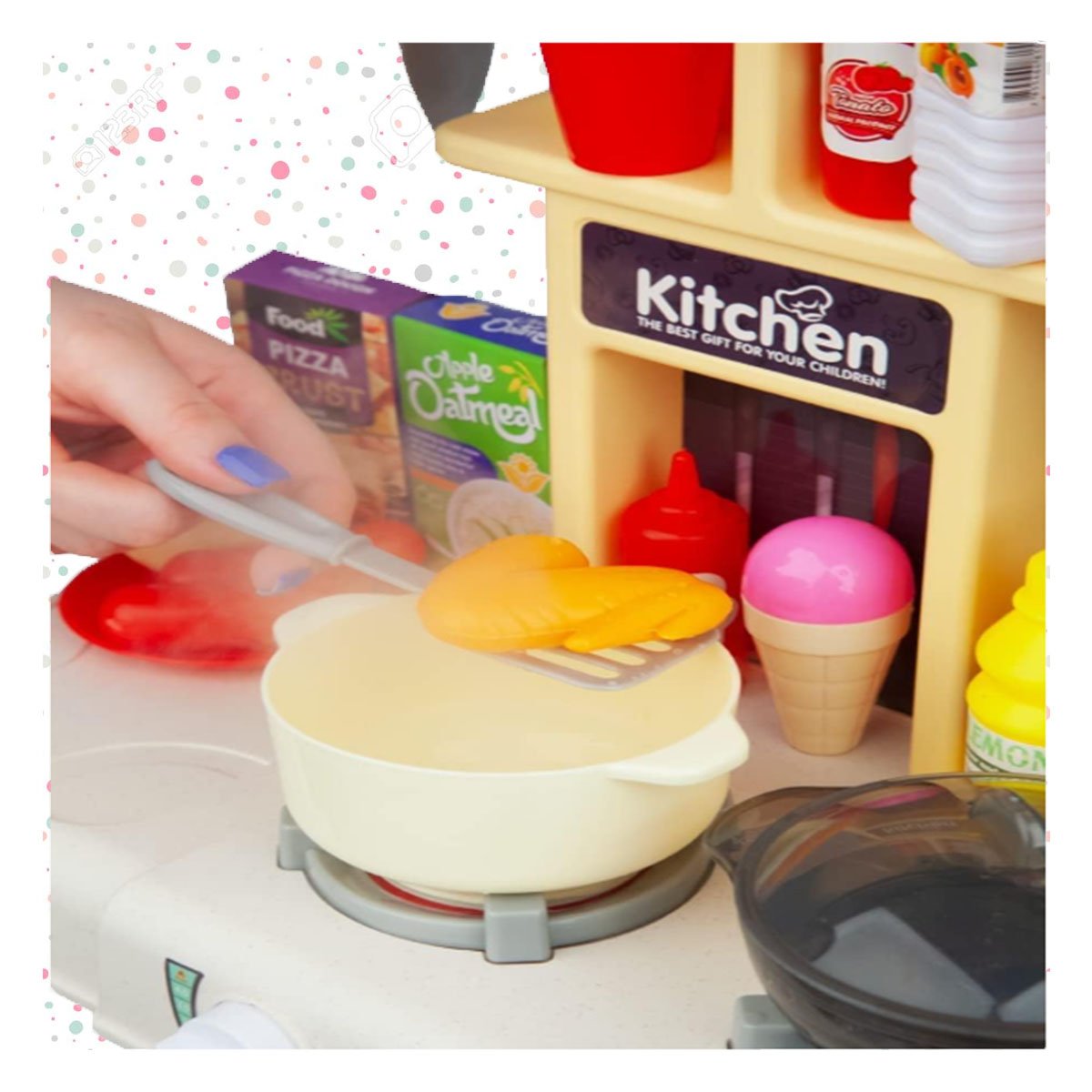 SET DE COCINA INFANTIL 64 PZS VERDE CON FUNCION DE AGUA YPAPEL REGALO - 2