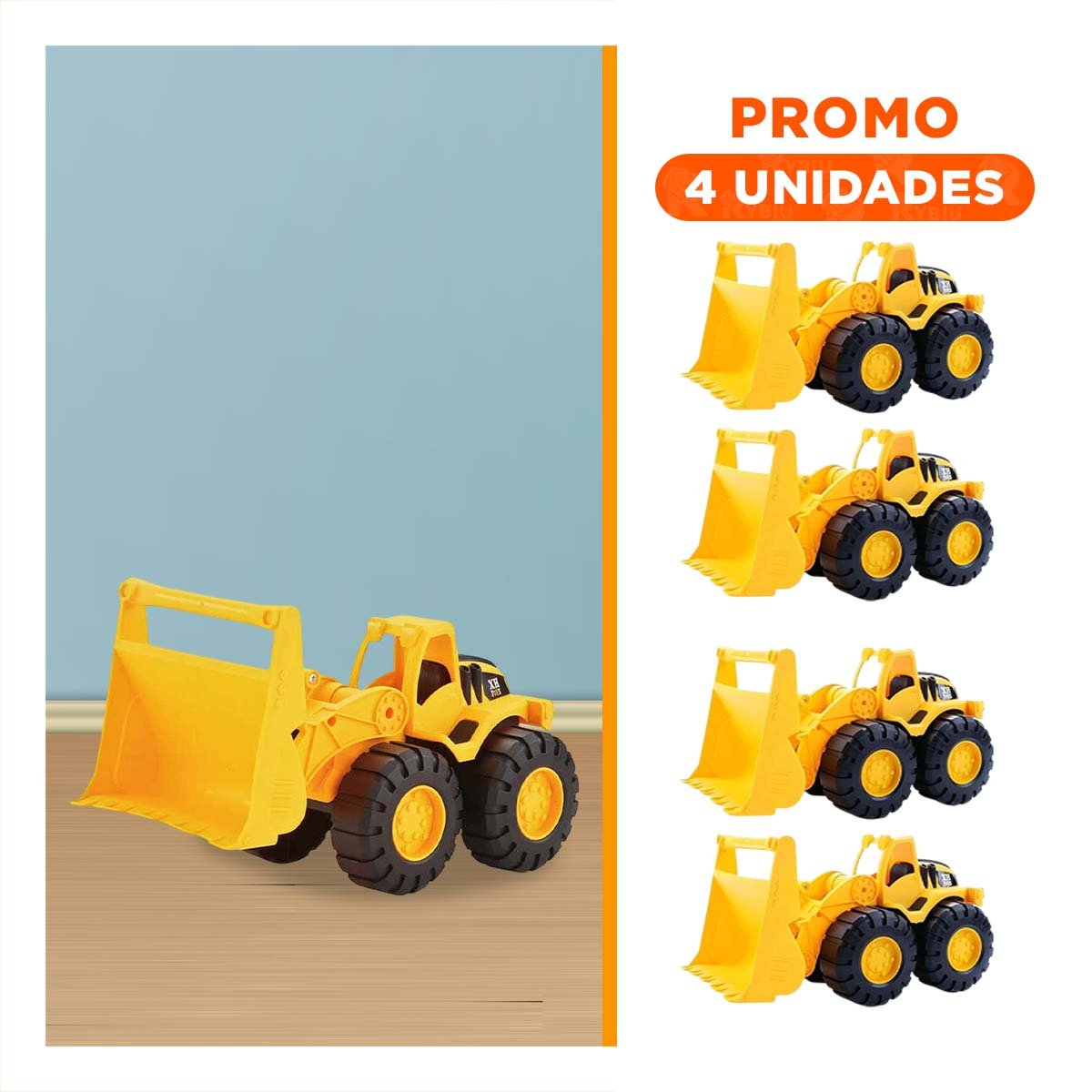 PACK4 EQUIPO DE CONSTRUCCION BRAZO DELANTERO 19,5X32CM AMARILLO PARA NINOS YREGALO STICKER - 1