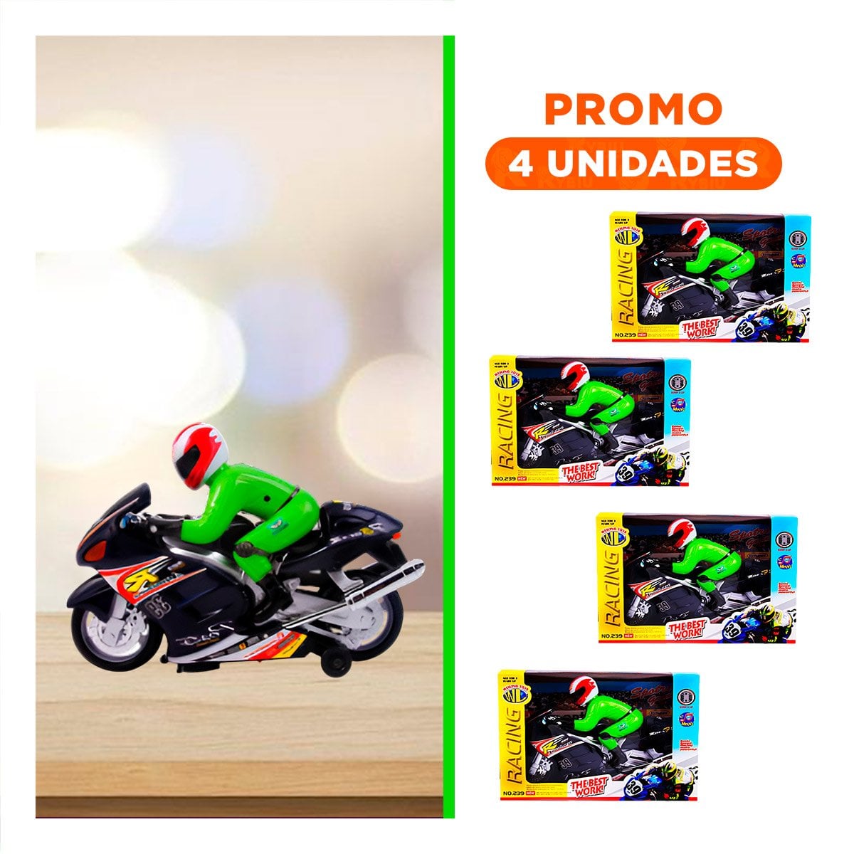 PACK4 MODELO INFANTIL CON PILOTO NEGRO PARA ESCENARIOS DE PISTA YREGALO STICKER - 1