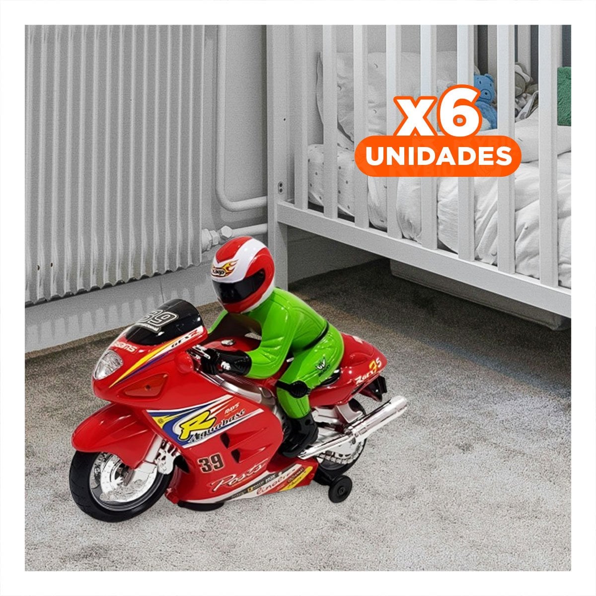 PACK6 APARATO DE PISTA CON PILOTO ROJO PARA AVENTURAS INFANTILES EN CASA YREGALO STICKER - 1