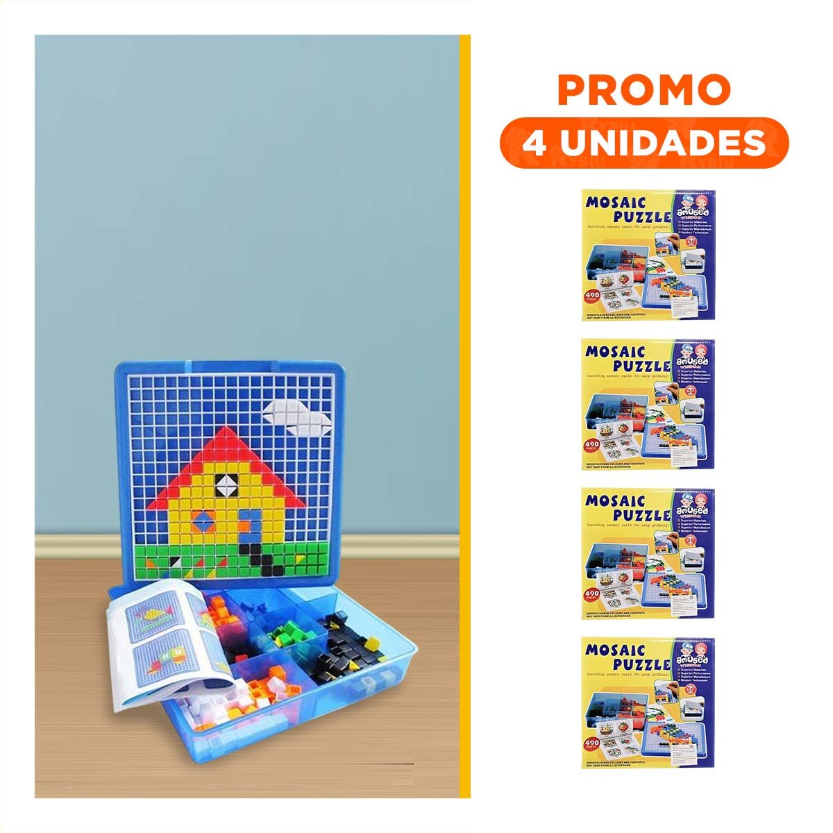 PACK4 TABLERO VISUAL 490 PIEZAS MULTICOLOR PARA ESTIMULAR IMAGINACION YREGALO STICKER - 1