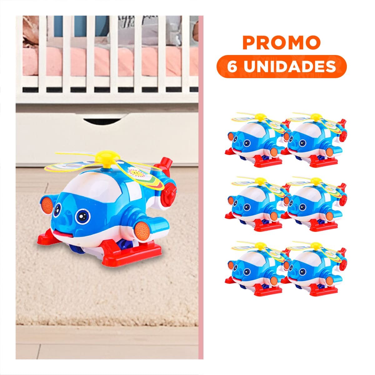 PACK6 OBJETO GIRATORIO JALADOR AZUL INFANTIL PARA DIVERSION ACTIVA Y MOVIMIENTO SUAVE - 1