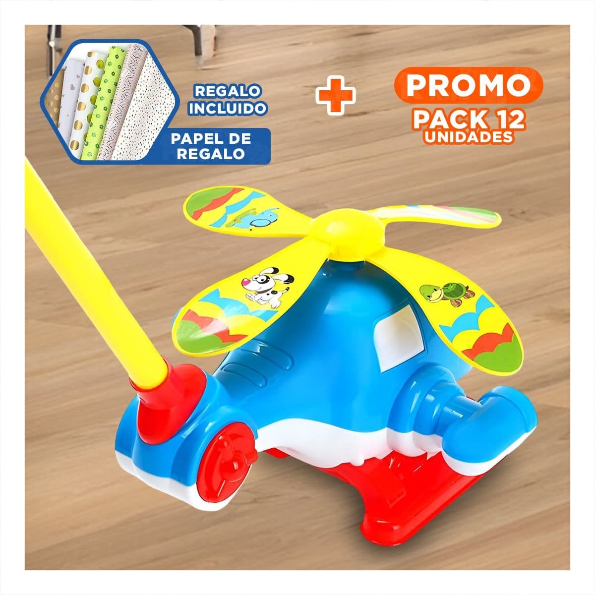 PACK12 DISPOSITIVO GIRATORIO JALADOR AZUL INFANTIL PARA ENTRETENIMIENTO DIARIO YPAPEL REGALO - 1