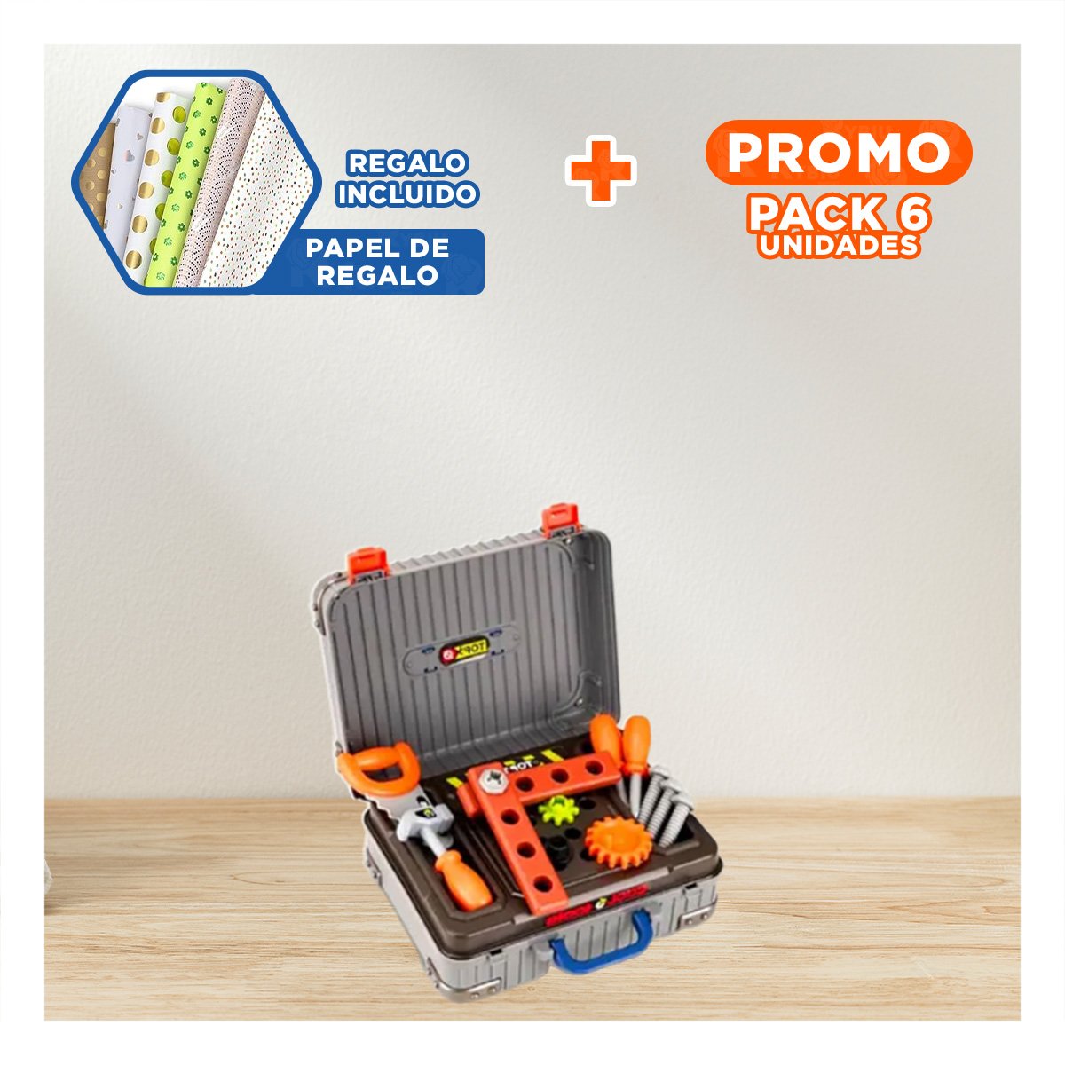 PACK6 SET DE JUEGO CON HERRAMIENTAS 3 EN 1 PARA ACTIVIDADES DE TALLER YPAPEL REGALO - 1
