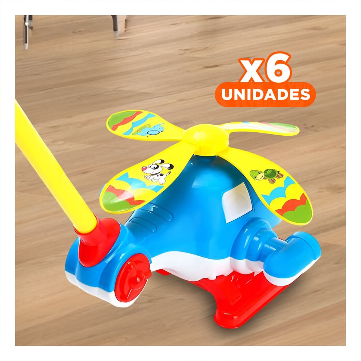 PACK6 MODELO GIRATORIO JALADOR AZUL INFANTIL PARA JUEGOS CREATIVOS YREGALO STICKER - 1