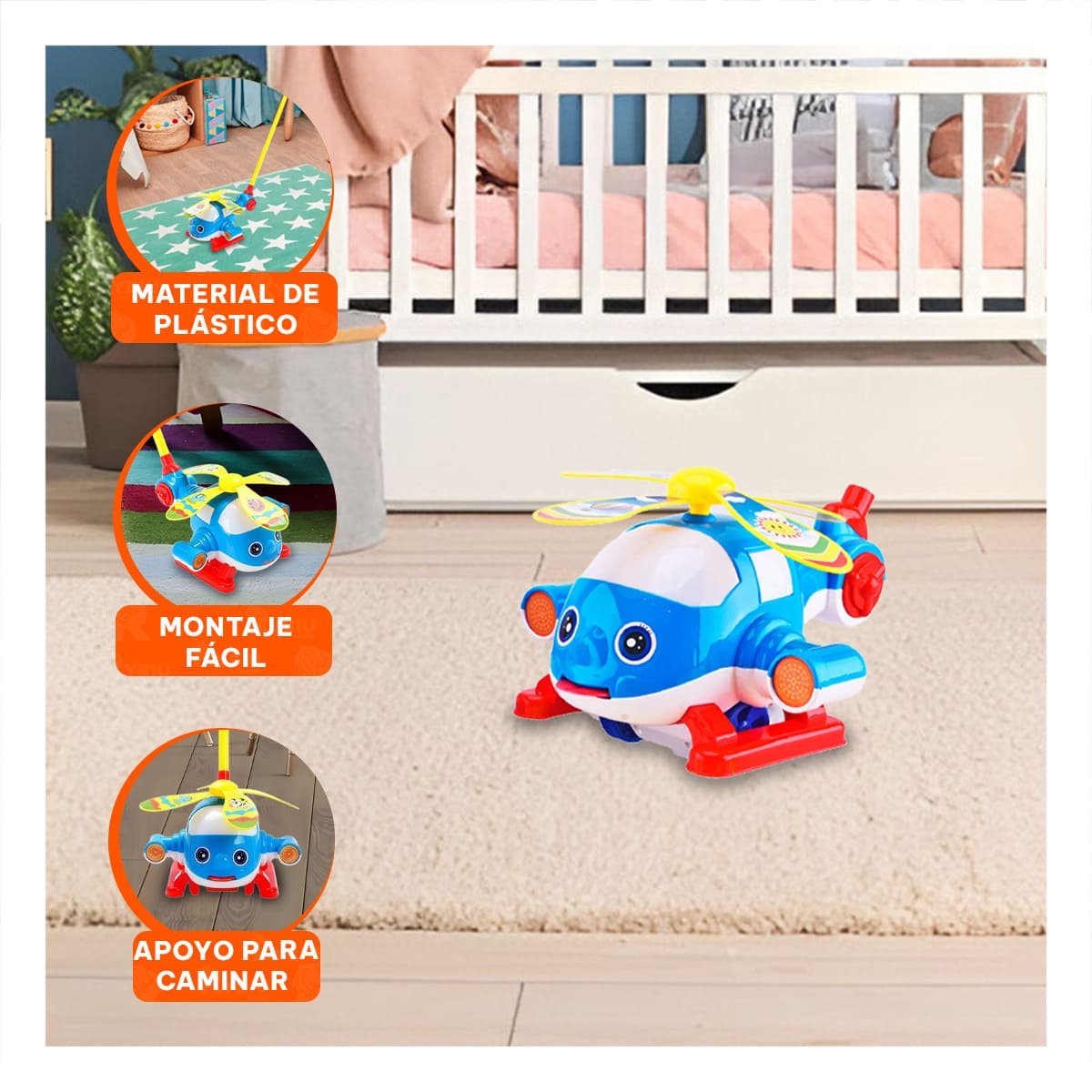 PACK2 AVION AZUL JALADOR GIRATORIO PARA NINOS CON MOVIMIENTO SUAVE YPAPEL REGALO - 5