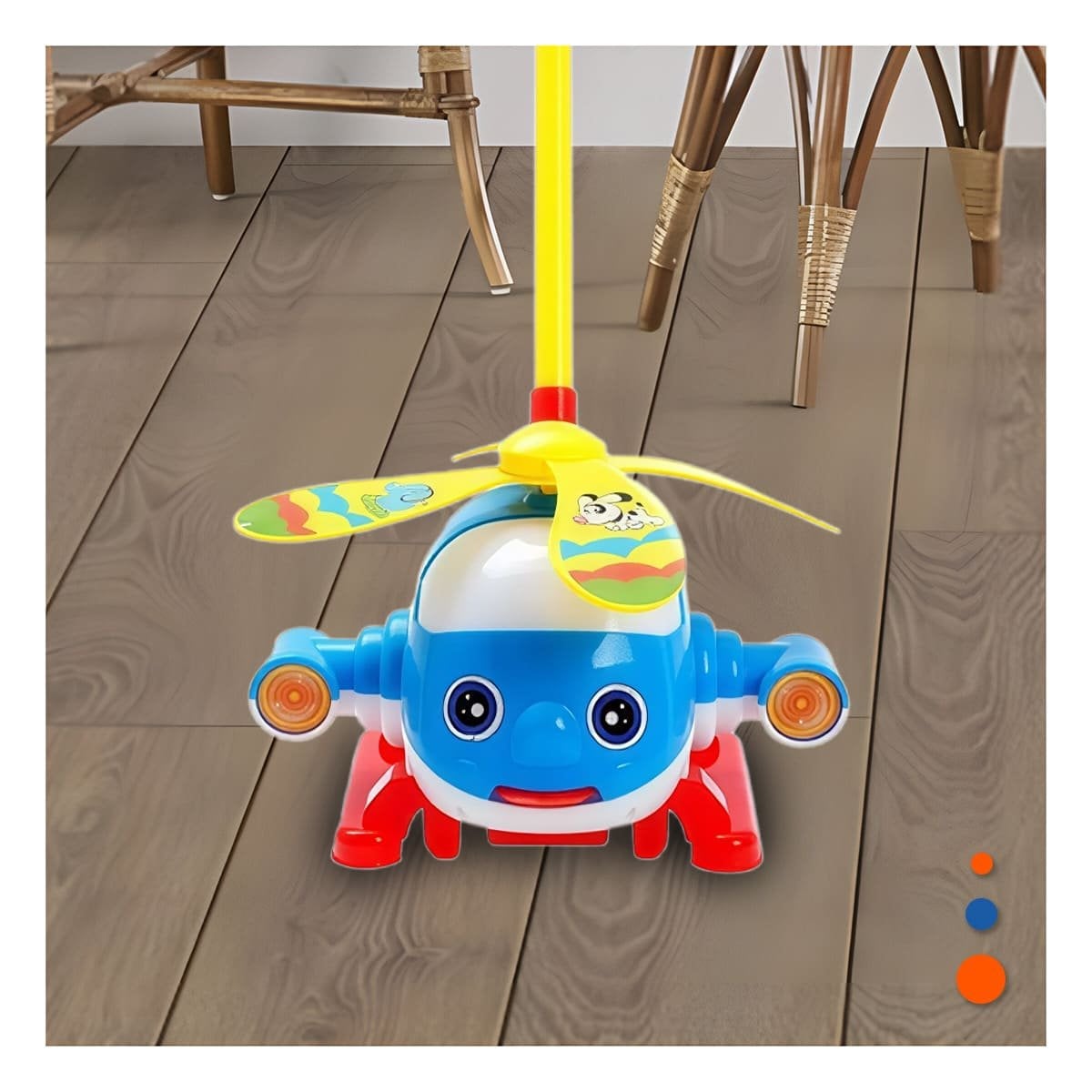 VEHICULO AZUL JALADOR GIRATORIO INFANTIL CON DISENO DIVERTIDO Y DURADERO YPAPEL REGALO - 2