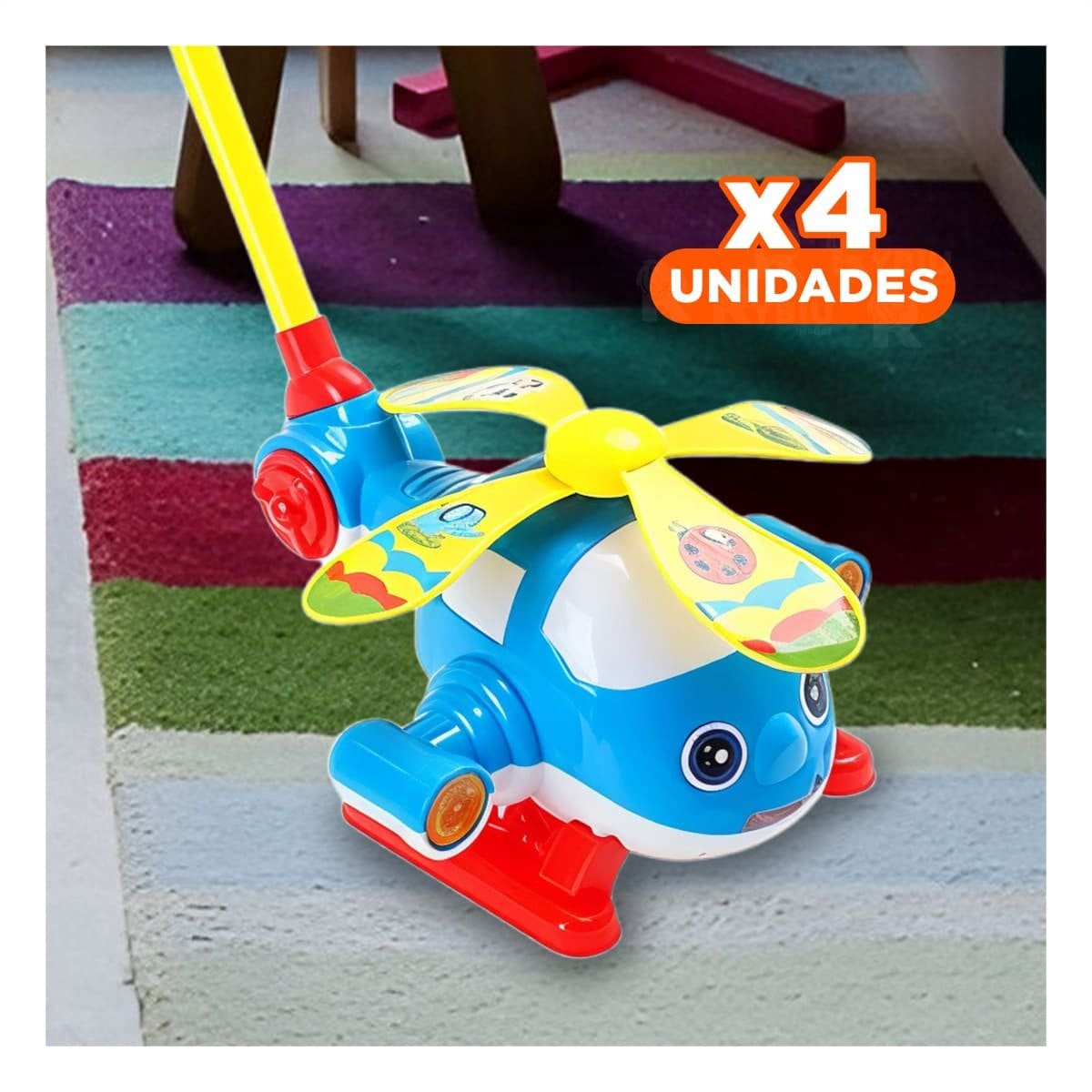 PACK4 HELICE GIRATORIA JALADOR AZUL PARA NINOS CON MOVIMIENTO CONTINUO Y JUEGO SEGURO - 1