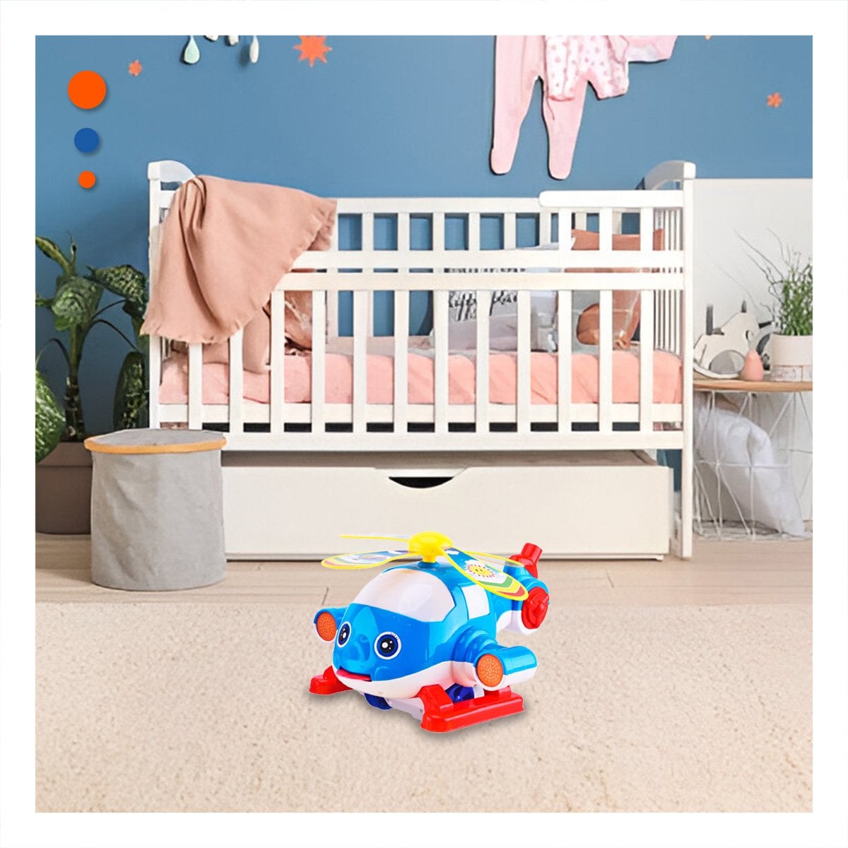 VEHICULO GIRATORIO AZUL CON JALADOR PARA NINOS CON ESTILO MODERNO Y RESISTENTE - 1