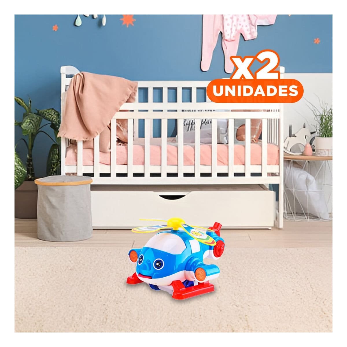 PACK2 AVION JALADOR AZUL GIRATORIO INFANTIL PARA JUEGOS CREATIVOS Y USO DIARIO YREGALO STICKER - 1