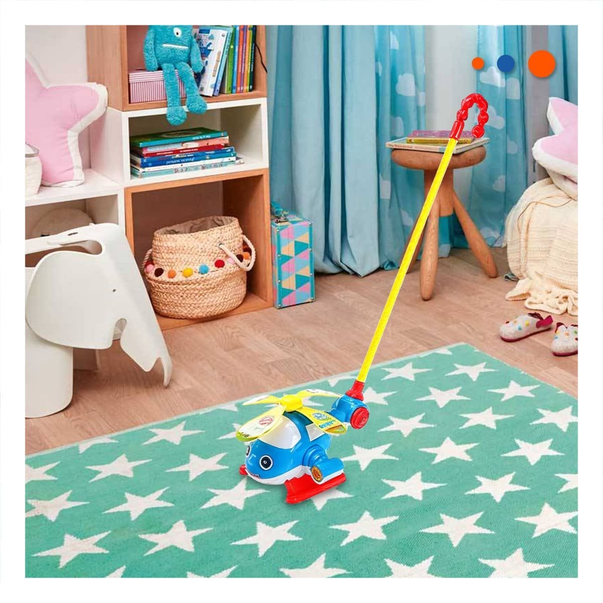 PACK2 AVION JALADOR AZUL GIRATORIO INFANTIL PARA JUEGOS CREATIVOS Y USO DIARIO YREGALO STICKER - 3