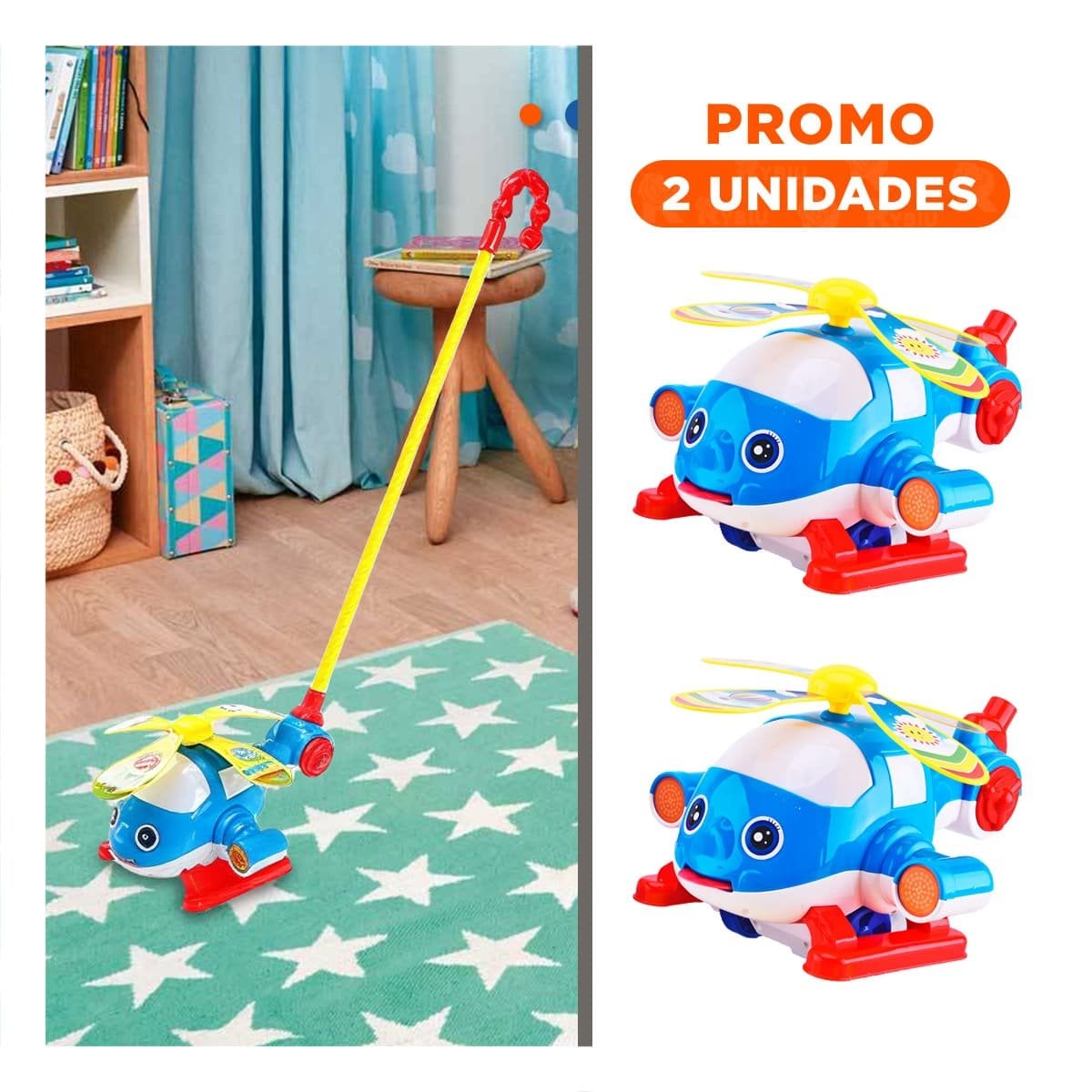 PACK2 AVION GIRATORIO AZUL JALADOR INFANTIL PARA JUEGOS DINAMICOS Y ENTRETENIMIENTO DIARIO - 1