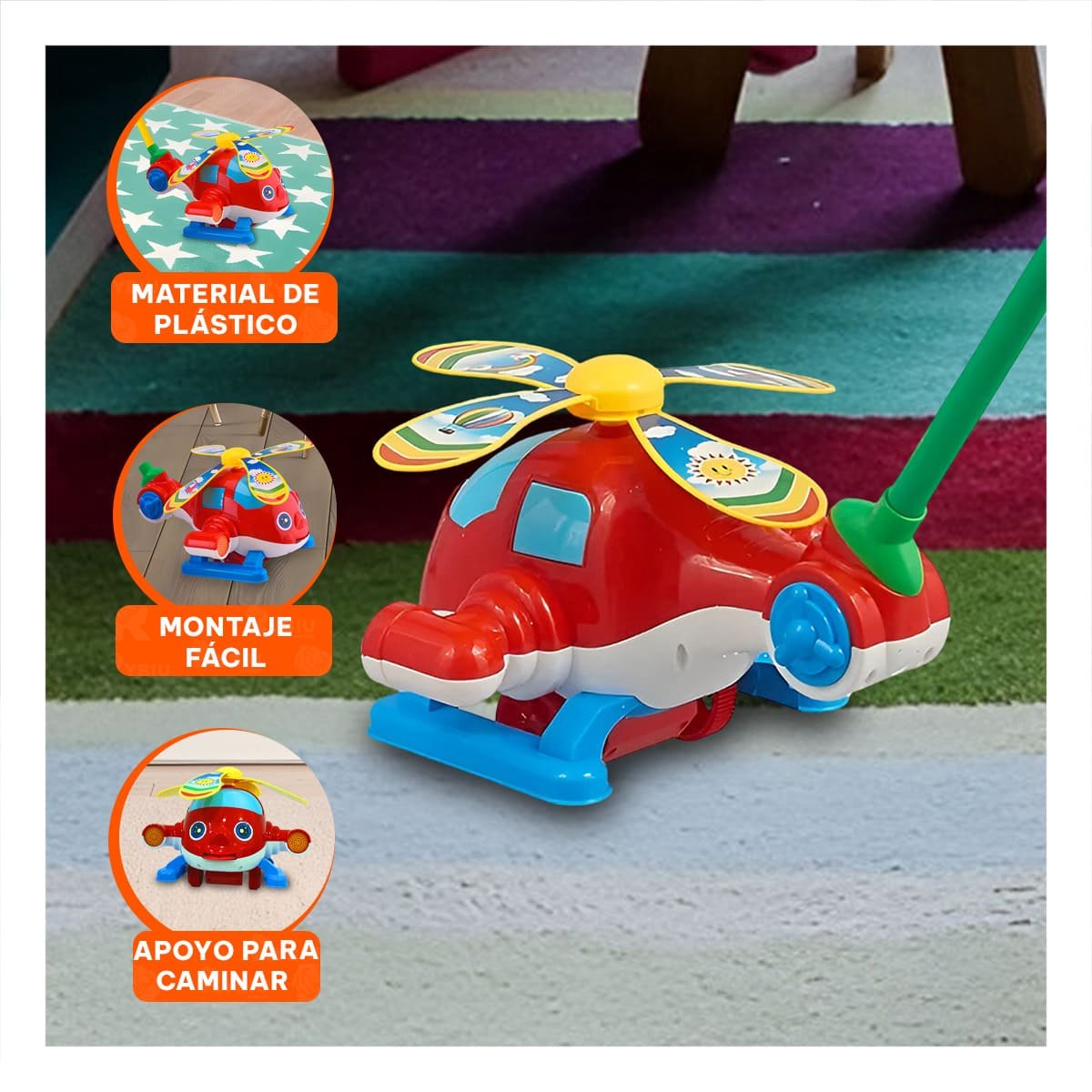VEHICULO ROJO JALADOR GIRATORIO INFANTIL CON DISENO DIVERTIDO Y DURADERO YPAPEL REGALO - 5