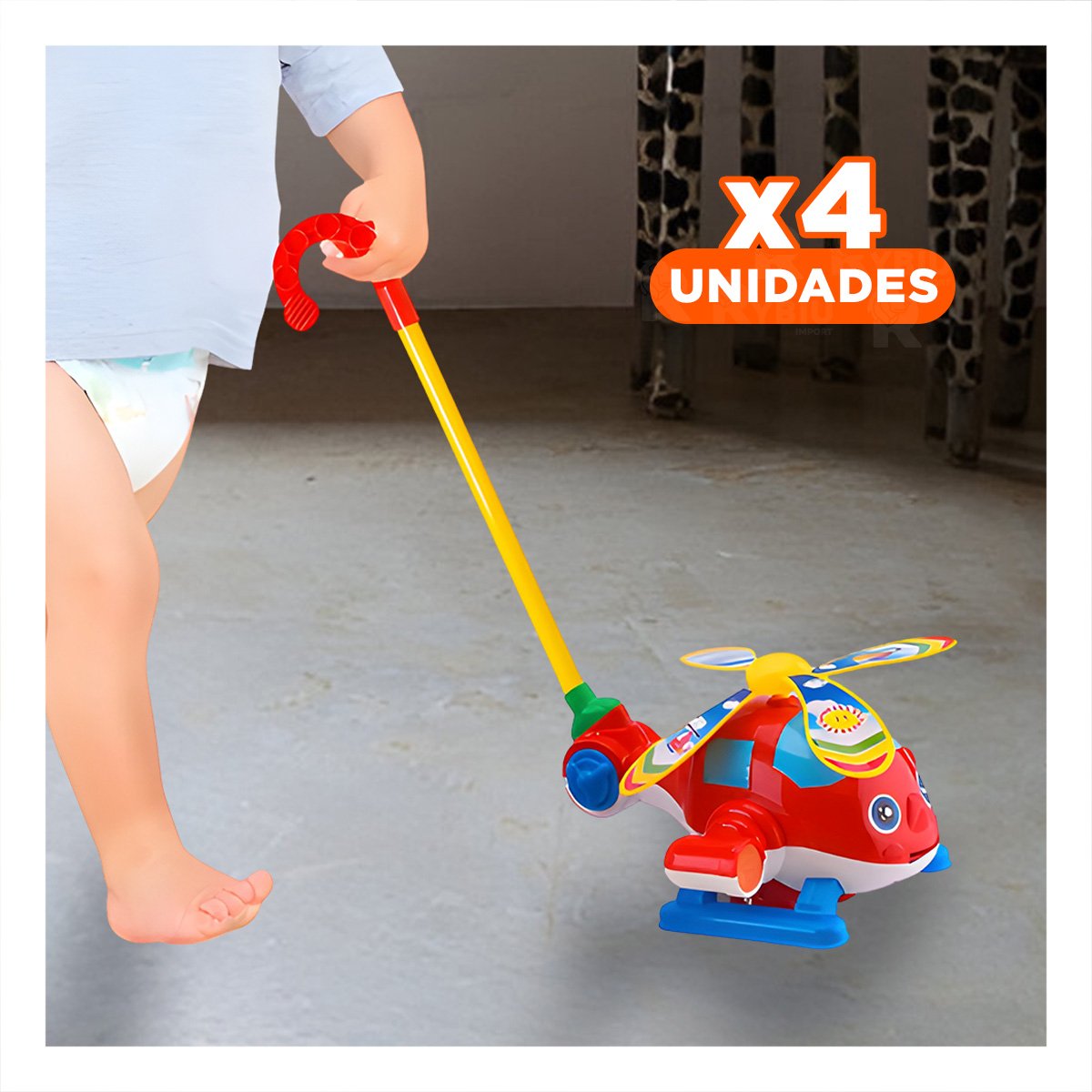 PACK4 HELICE GIRATORIA JALADOR ROJO PARA NINOS CON MOVIMIENTO CONTINUO Y JUEGO SEGURO - 1