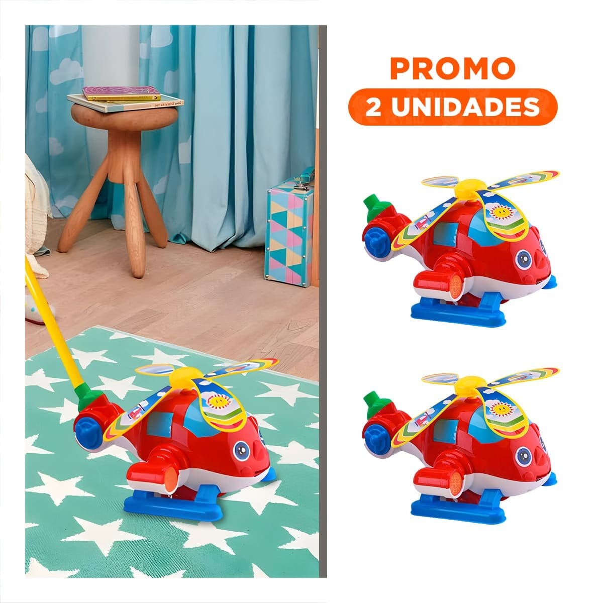 PACK2 AVION GIRATORIO ROJO JALADOR INFANTIL PARA JUEGOS DINAMICOS Y ENTRETENIMIENTO DIARIO - 1