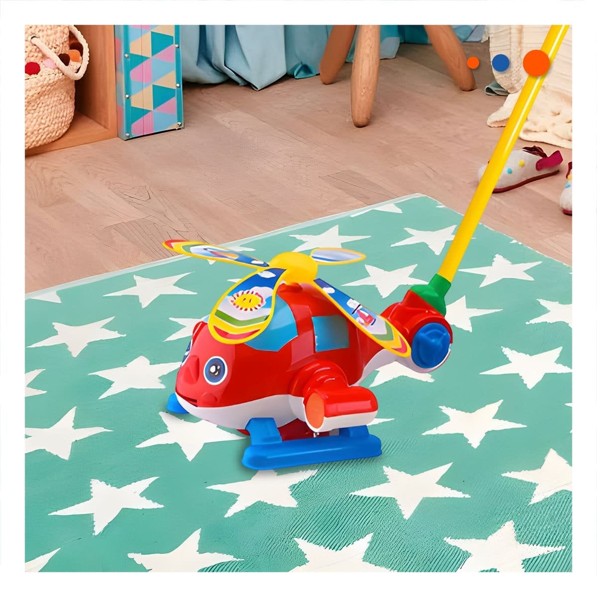 VEHICULO GIRATORIO ROJO CON JALADOR PARA NINOS CON ESTILO MODERNO Y RESISTENTE - 2