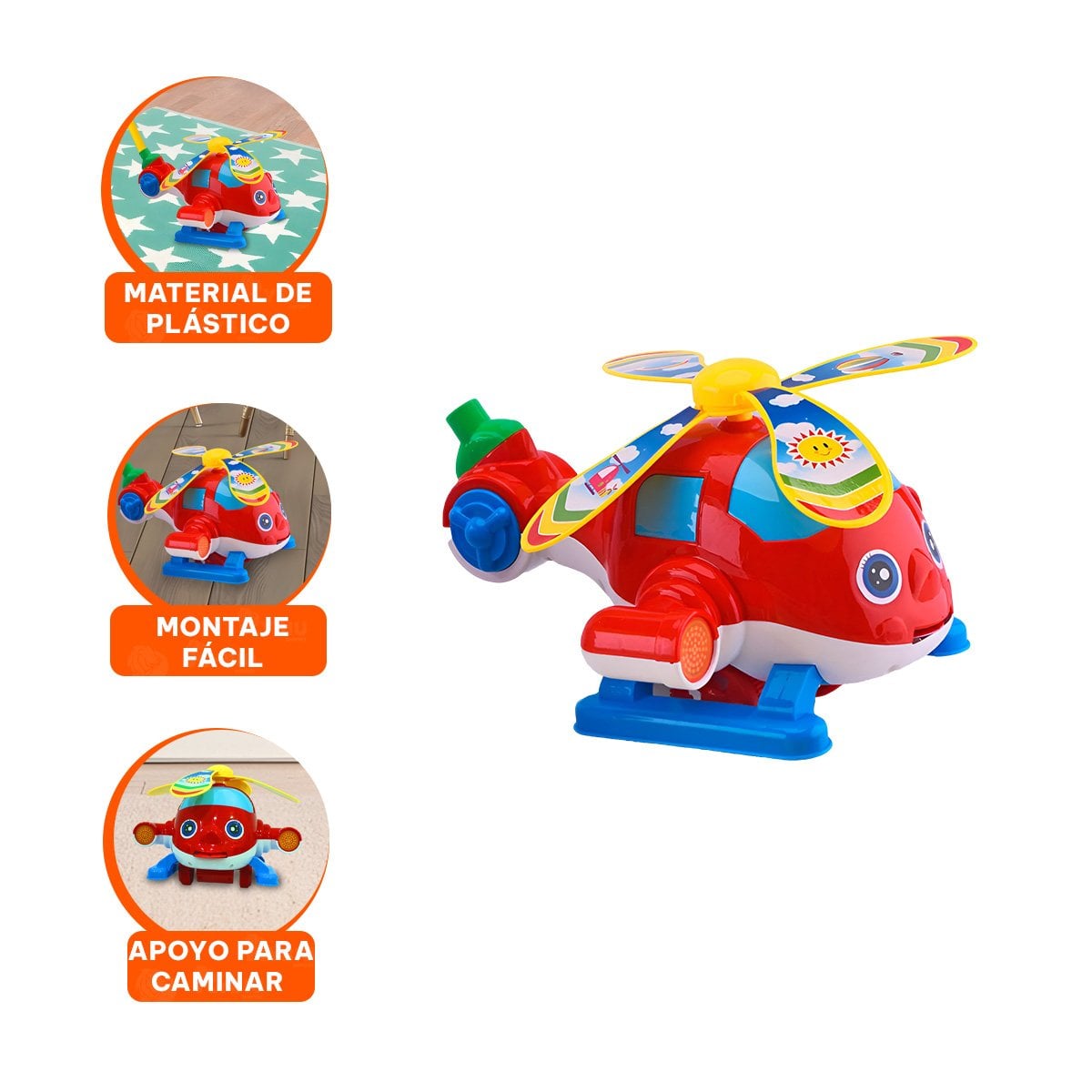 VEHICULO GIRATORIO ROJO CON JALADOR PARA NINOS CON ESTILO MODERNO Y RESISTENTE - 3