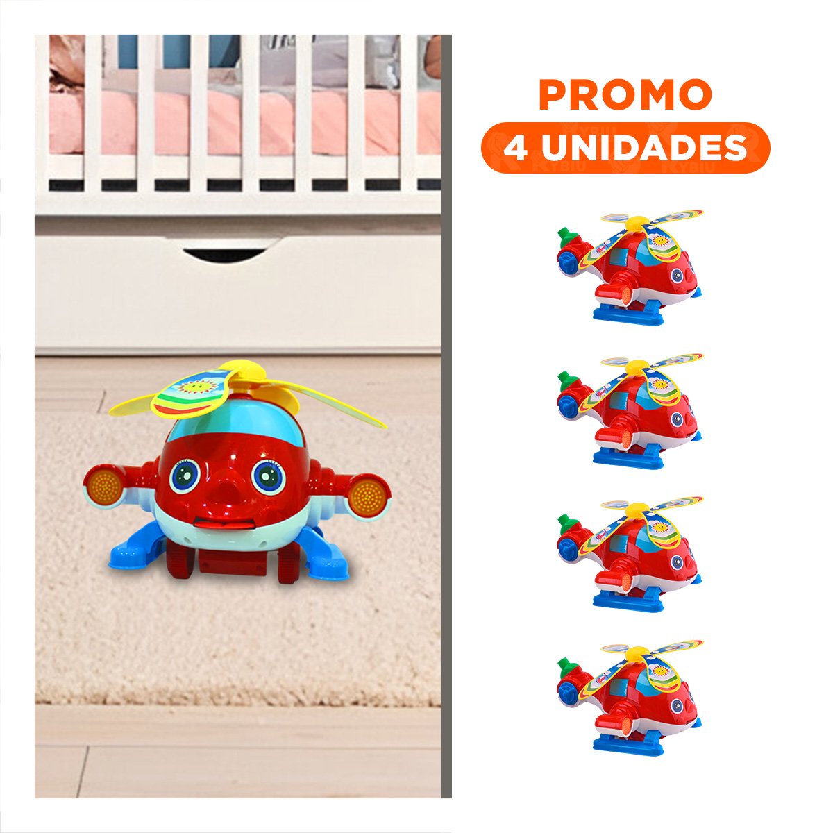 PACK4 EQUIPO GIRATORIO JALADOR ROJO PARA NINOS CON DISENO ATRACTIVO YREGALO STICKER - 1
