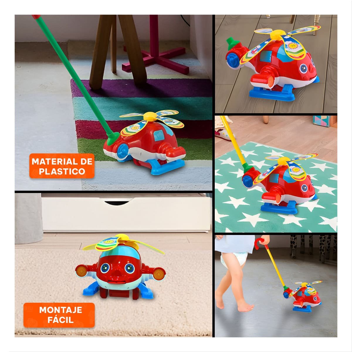 PACK4 EQUIPO GIRATORIO JALADOR ROJO PARA NINOS CON DISENO ATRACTIVO YREGALO STICKER - 2