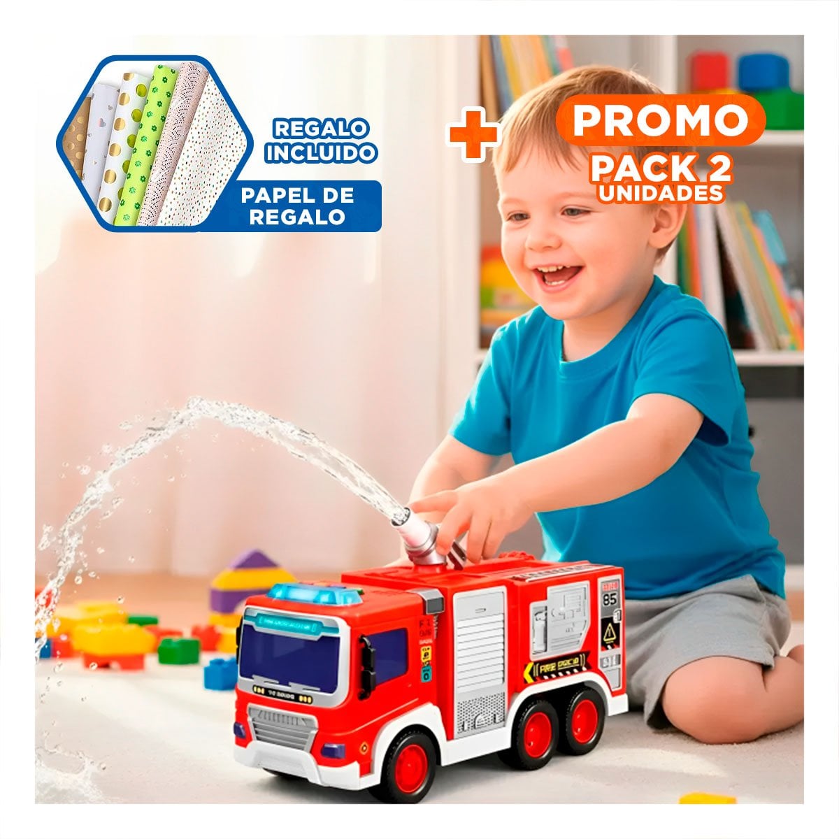 PACK2 UNIDAD BOMBERO INFANTIL ROJO 30X11,5X13,5CM PARA JUEGOS EN CASA YPAPEL REGALO - 1