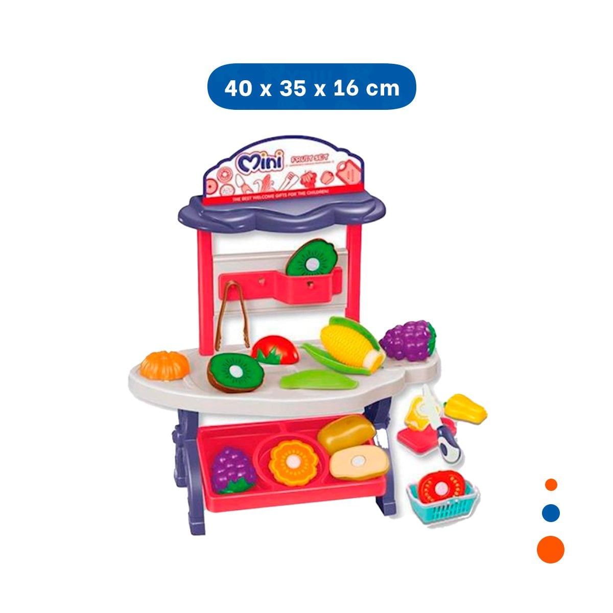 PORTATIL TIENDA DE FRUTAS Y VERDURAS 30PZS ROSADO JUGUETE DIDACTICO YPAPEL REGALO - 4
