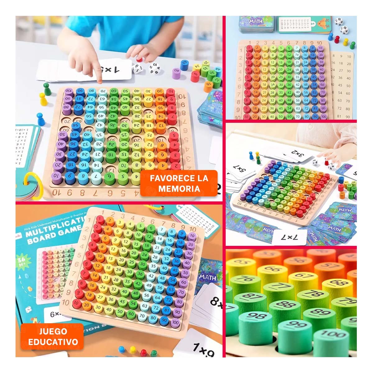 TABLA DE APRENDIZAJE DE MULTIPLICACION DIDACTICA MULTICOLOR PARA CASA - 5
