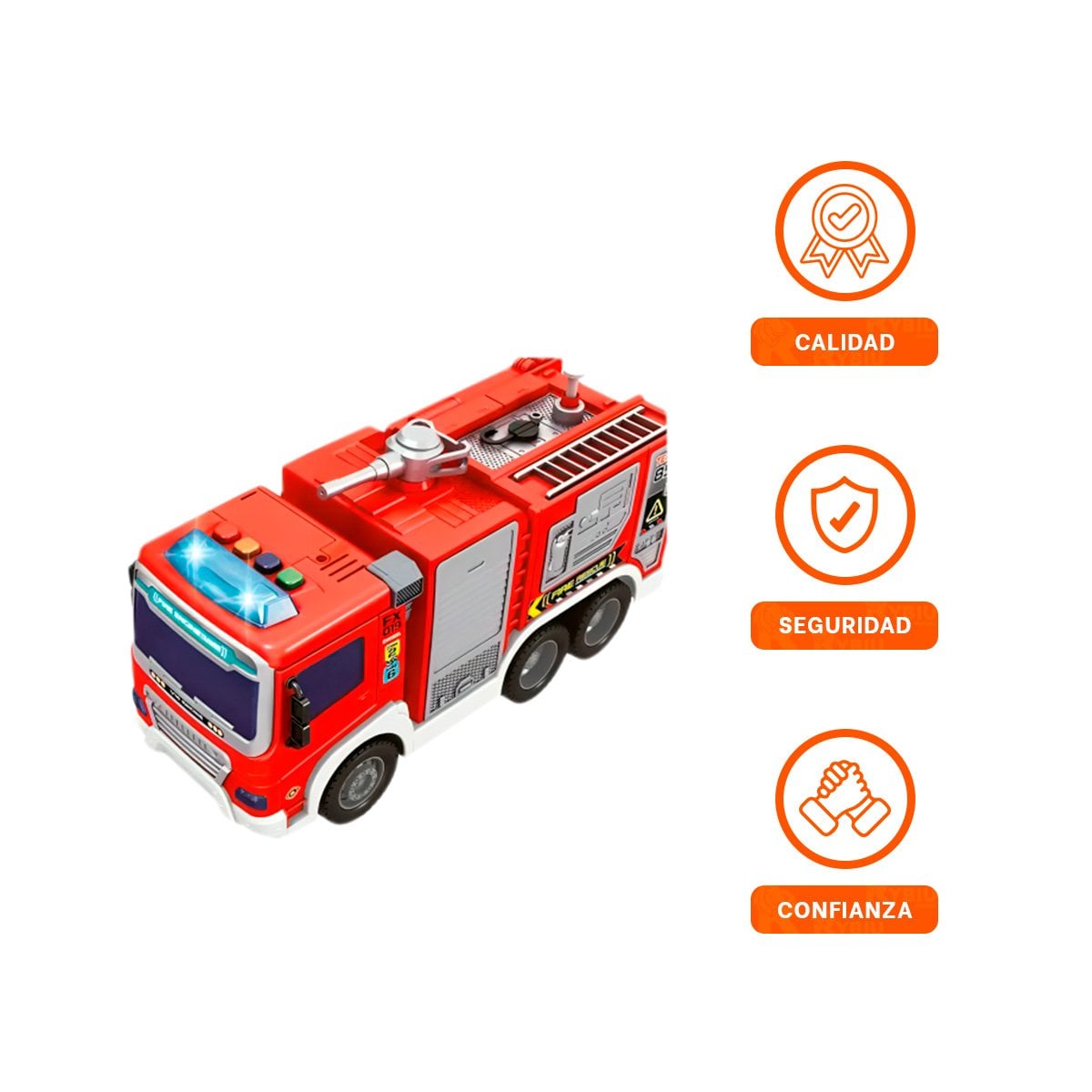 AUTO INFANTIL DE BOMBEROS ROJO 30X11,5X13,5CM PARA JUEGOS YLIGAS REGALO - 3