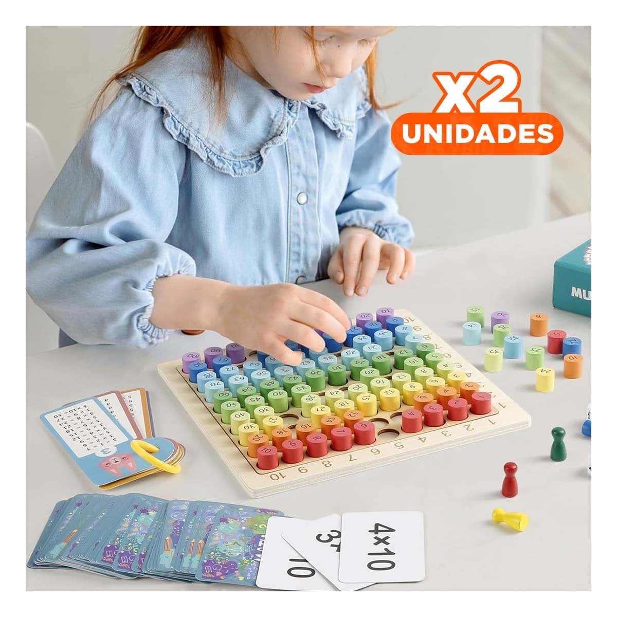 PACK2 PANEL EDUCATIVO DE MULTIPLICACION DIDACTICO MULTICOLOR PARA USO ESCOLAR YREGALO STICKER - 1