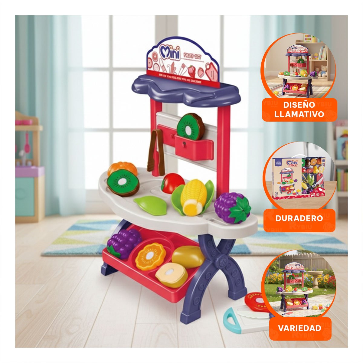 PACK6 DIDACTICA TIENDA DE FRUTAS Y VERDURAS 30PZS ROSADO JUGUETE PARA CASA YREGALO STICKER - 3