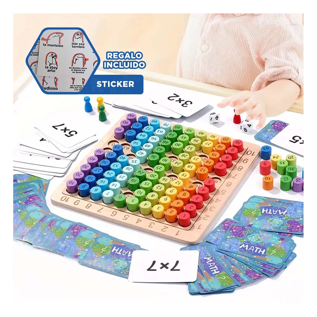 PIZARRA EDUCATIVA DE MULTIPLICACION DIDACTICA MULTICOLOR PARA NINOS YREGALO STICKER - 1