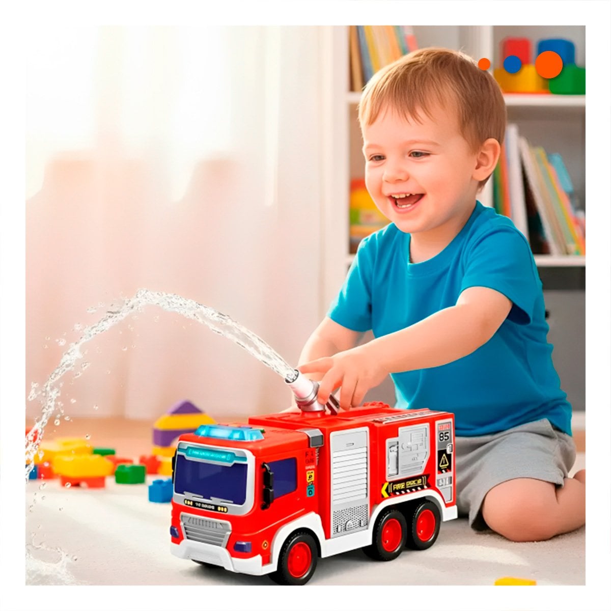 PACK2 UNIDAD DE RESCATE BOMBERO ROJO 30X11,5X13,5CM PARA CASA YREGALO STICKER - 3