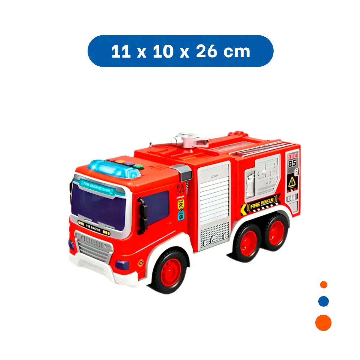PACK2 UNIDAD DE RESCATE BOMBERO ROJO 30X11,5X13,5CM PARA CASA YREGALO STICKER - 4