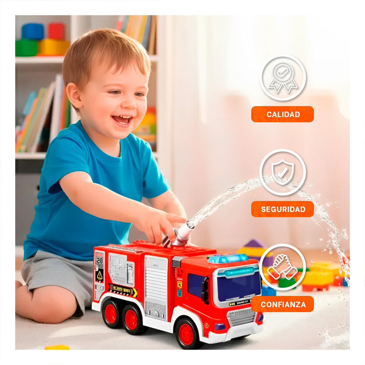 PACK2 UNIDAD DE RESCATE BOMBERO ROJO 30X11,5X13,5CM PARA CASA YREGALO STICKER - 5