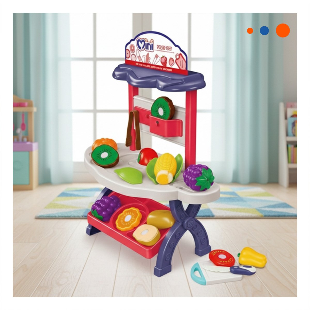 PORTATIL TIENDA DE FRUTAS Y VERDURAS 30PZS ROSADO JUGUETE EDUCATIVO YLIGAS REGALO - 1
