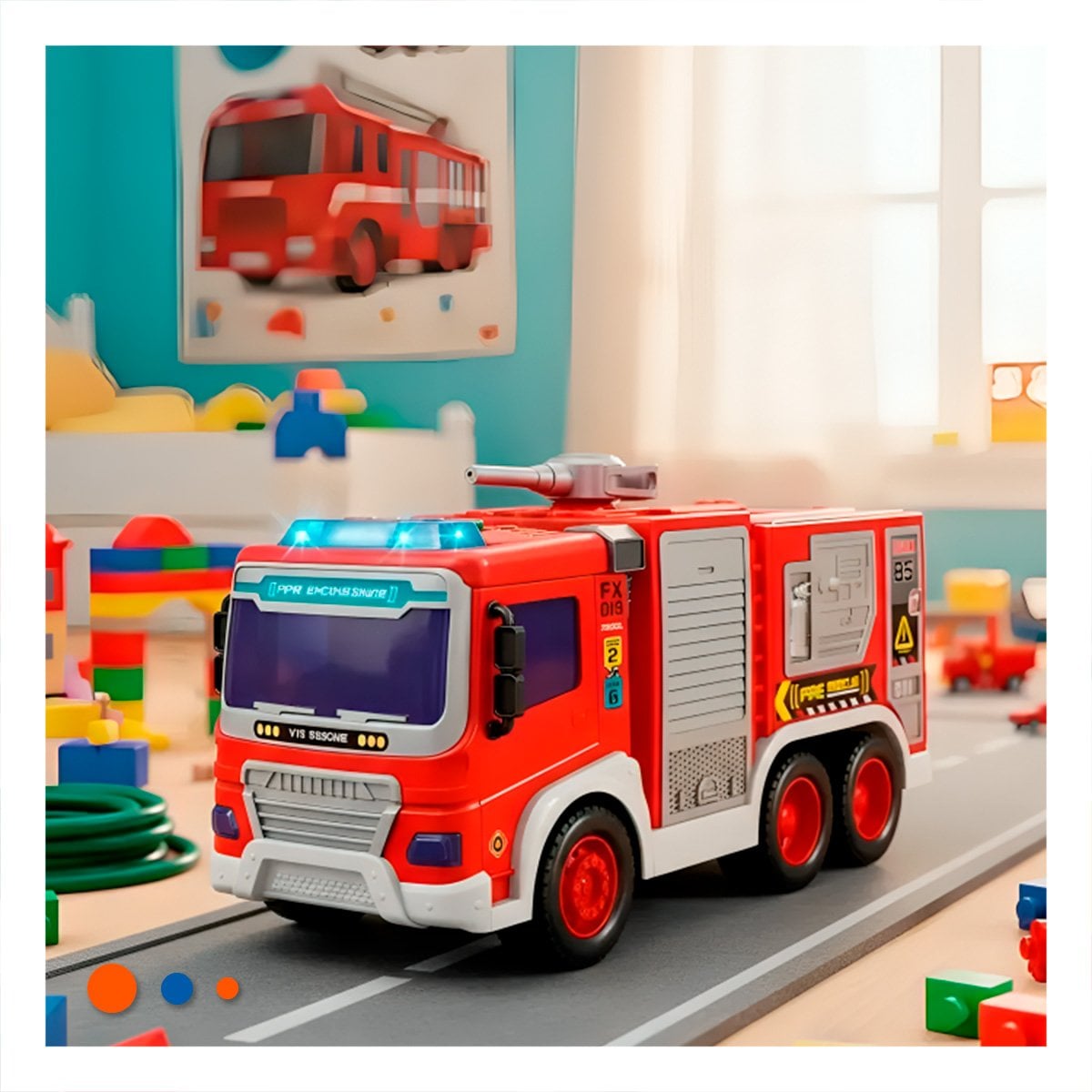 PACK6 JUGUETE BOMBERO INFANTIL ROJO 30X11,5X13,5CM PARA JUEGOS - 3