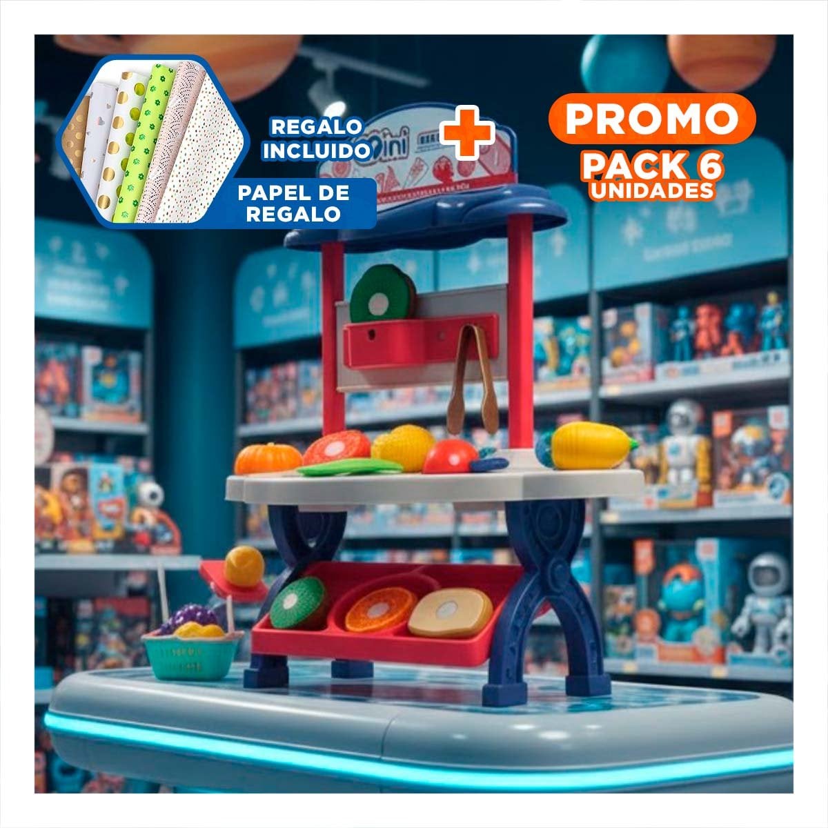PACK6 DIDACTICA TIENDA DE FRUTAS Y VERDURAS 30PZS ROSADO JUGUETE INFANTIL YPAPEL REGALO - 1