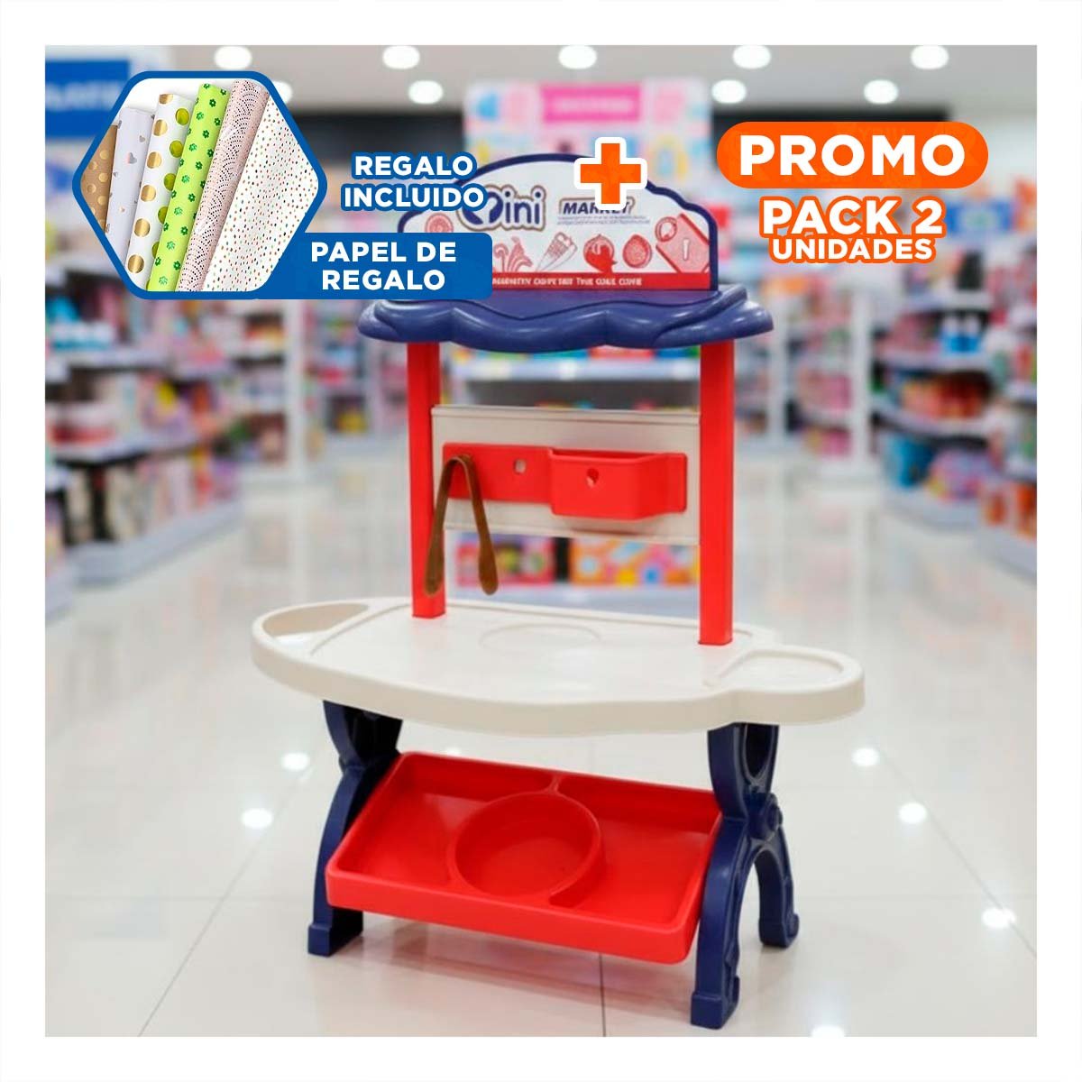 PACK2 CHICA TIENDA DE FRUTAS Y VERDURAS 30PZS ROSADO JUGUETE EDUCATIVO YPAPEL REGALO - 1