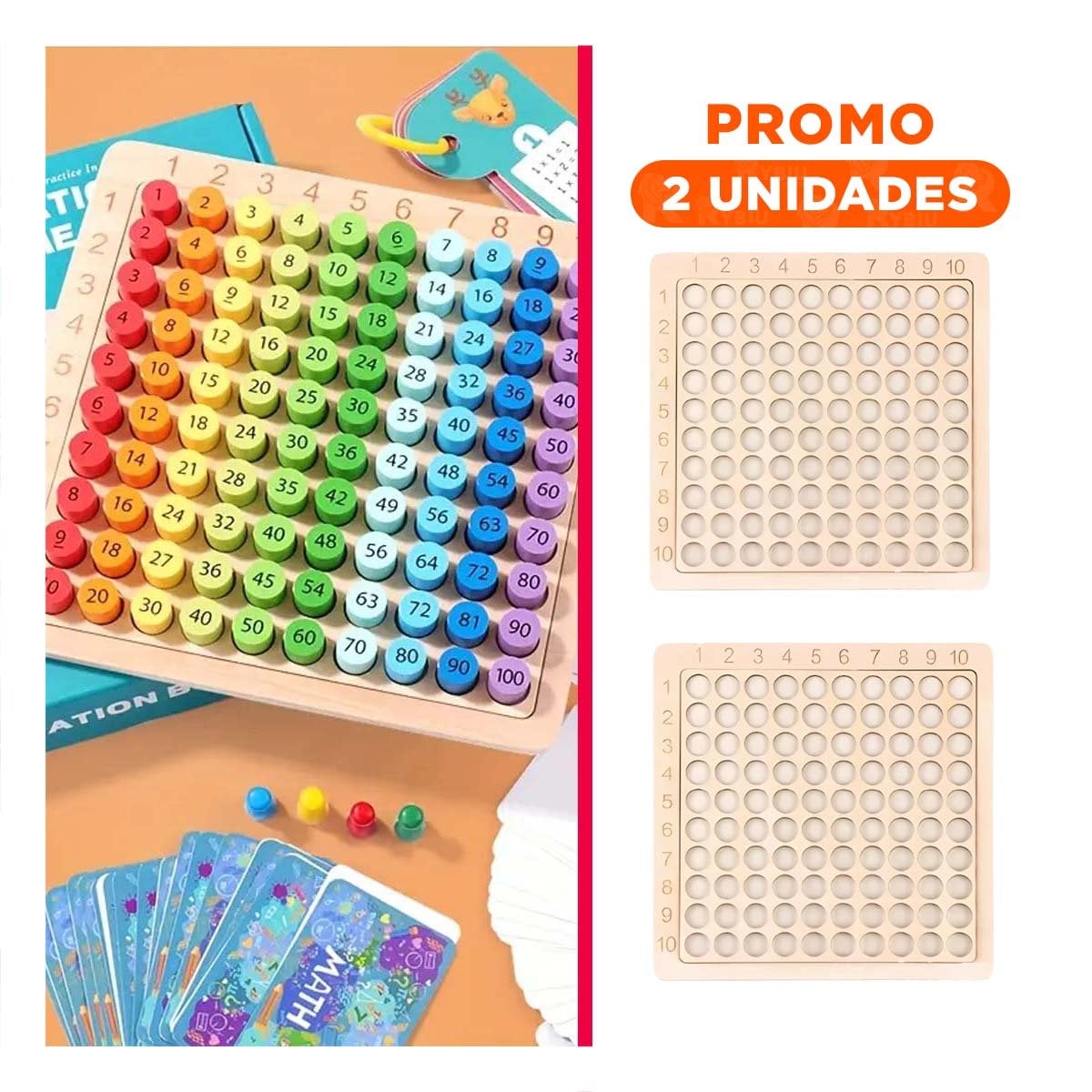 PACK2 PIZARRA DE APRENDIZAJE DE MULTIPLICACION DIDACTICA MULTICOLOR - 1