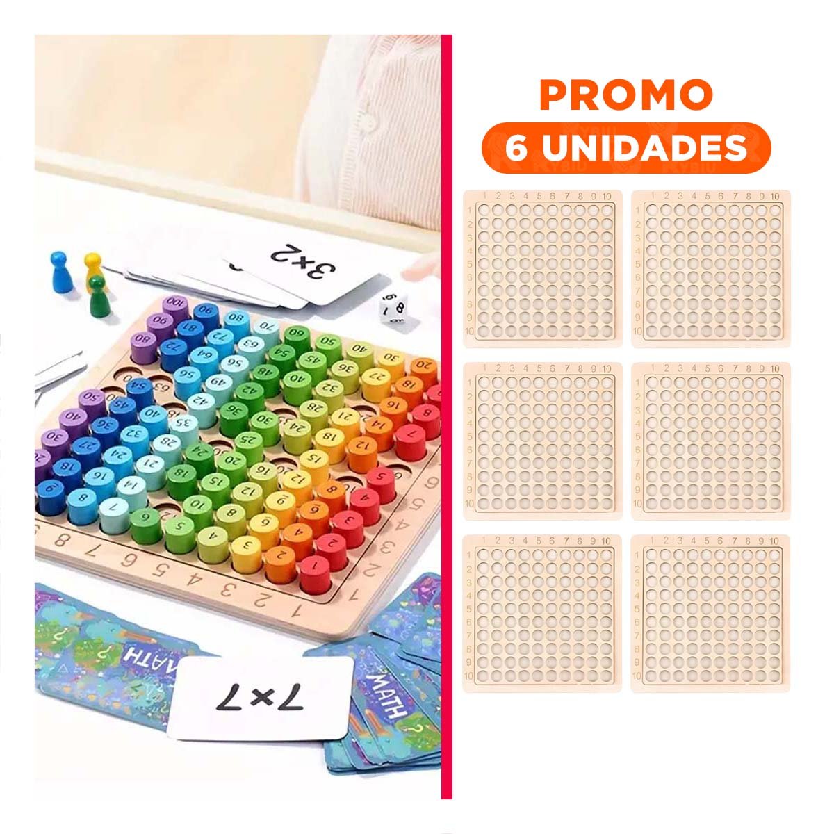 PACK6 SET DE MULTIPLICACION DIDACTICO MULTICOLOR PARA NINOS PRACTICA MATEMATICA DIARIA - 1